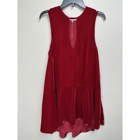 Free People Dress Dark Red Velvet Hi/Low Sz XS Sleeveless Special Occasion - Picture 1 of 13